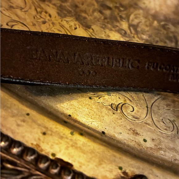 VTG Bow Front Detail Banana Republic Brown Leather Belt M - Picture 6 of 10